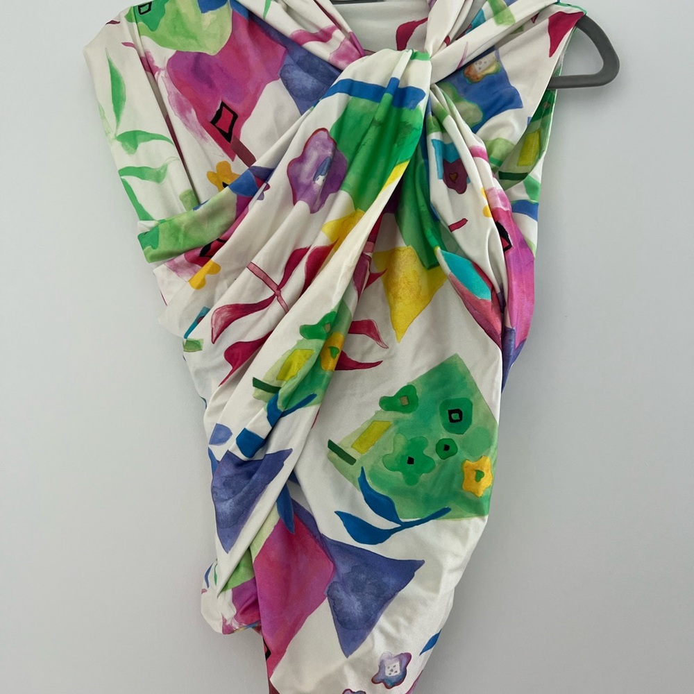 Balenciaga SS18 Multicolor Floral Jersey Sleeveless Top